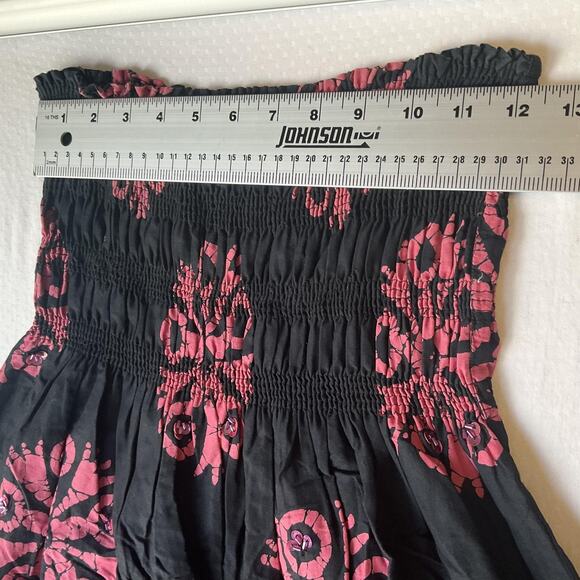 Moda International Women Dress M Black Floral Strapless A-Line - Picture 5 of 7